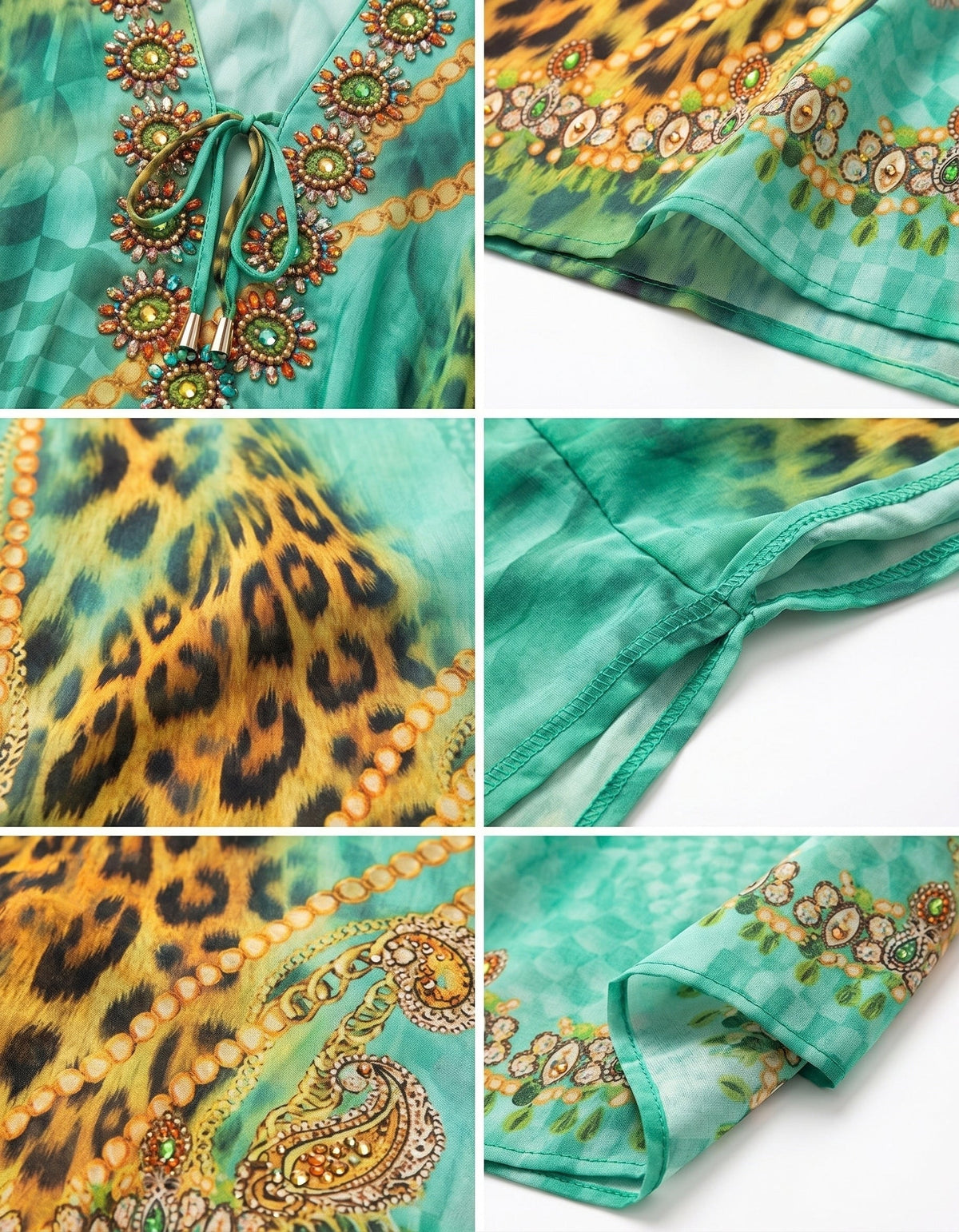 Sakkas Georgettina Flowy Rhinestone V Neck Long Caftan Dress/Cover Up